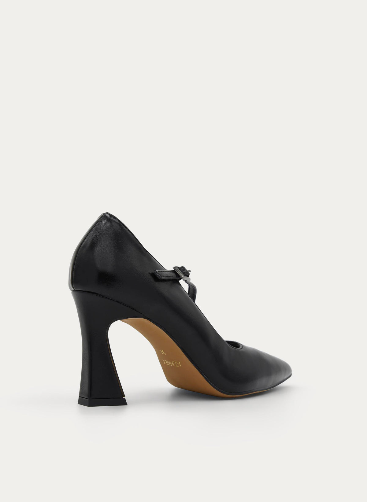 BLACK COURT SHOES WITH ANKLE STRAP AND BLOCK HEEL