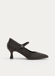BROWN TWO-TONE PLAID HEEL BRACELET