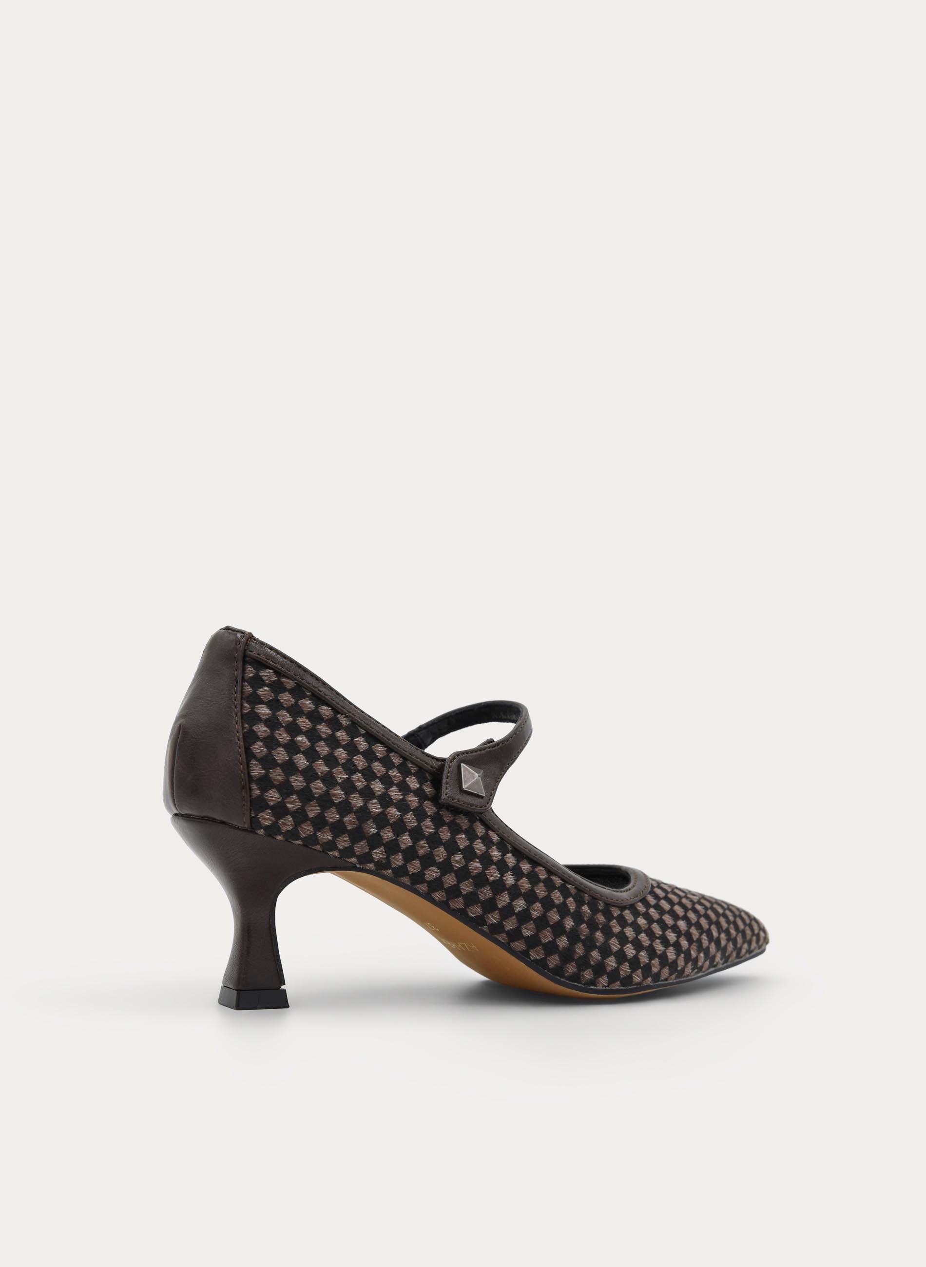 BROWN TWO-TONE PLAID HEEL BRACELET