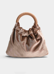 BOLSO FIESTA TAUPE TERCIOPELO ASA FRUNCIDA