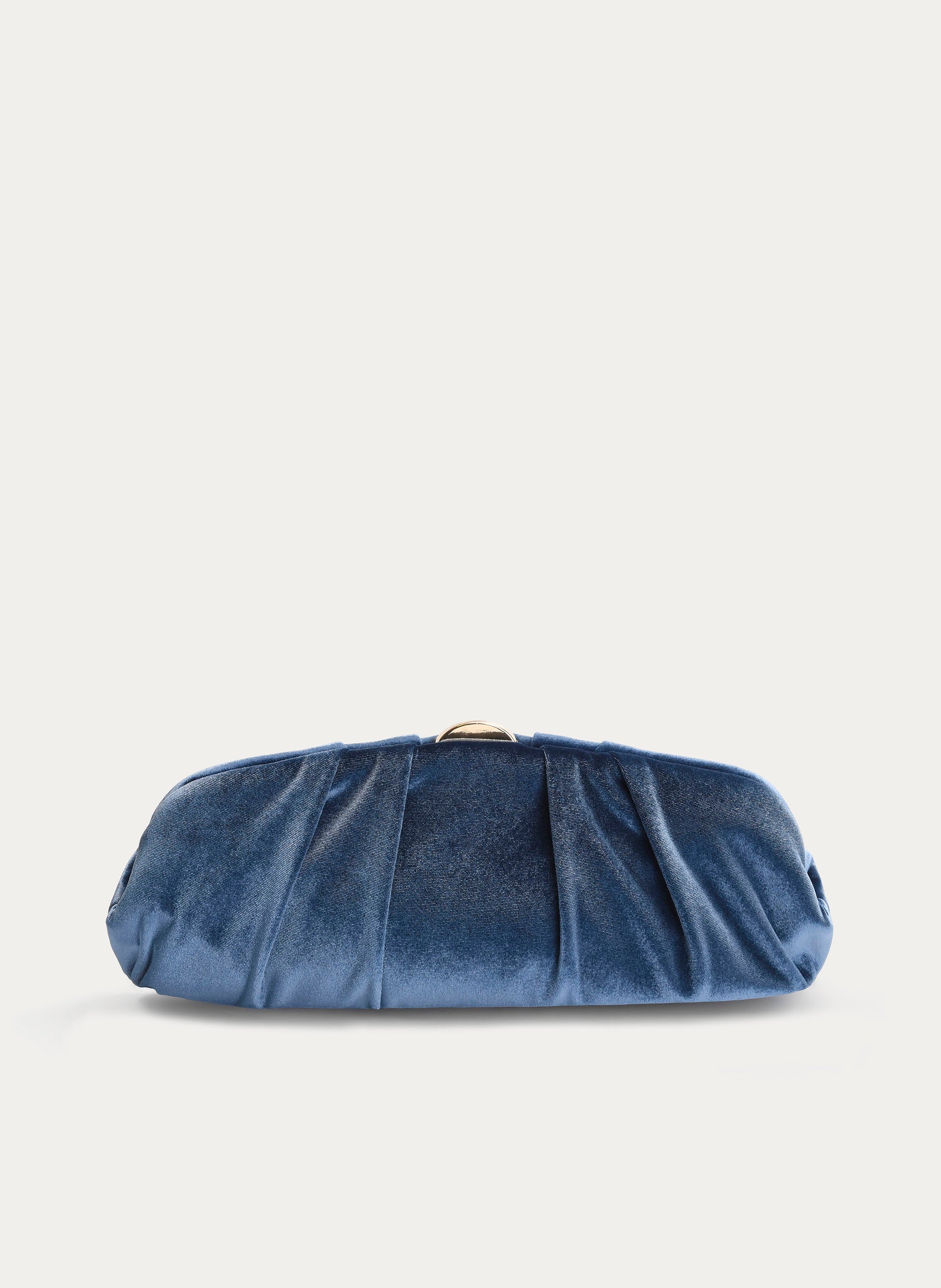 CLUTCH AZUL DE TERCIOPELO FRUNCIDO FIESTA CADENA