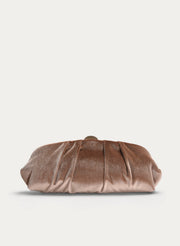 CLUTCH TAUPE TERCIOPELO FRUNCIDO FIESTA