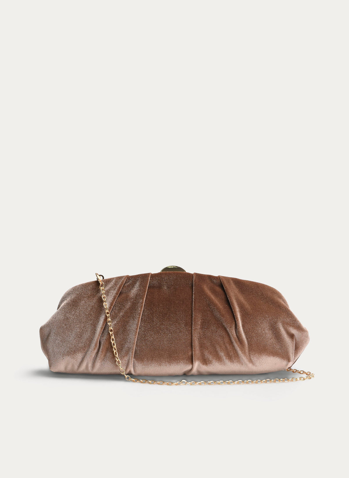 CLUTCH TAUPE TERCIOPELO FRUNCIDO FIESTA