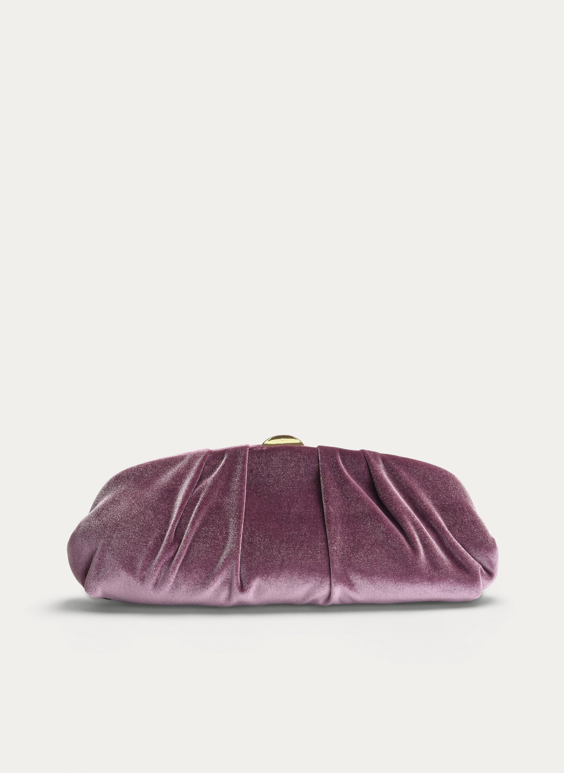 CLUTCH FIESTA MALVA TERCIOPELO FRUNCIDO CADENA