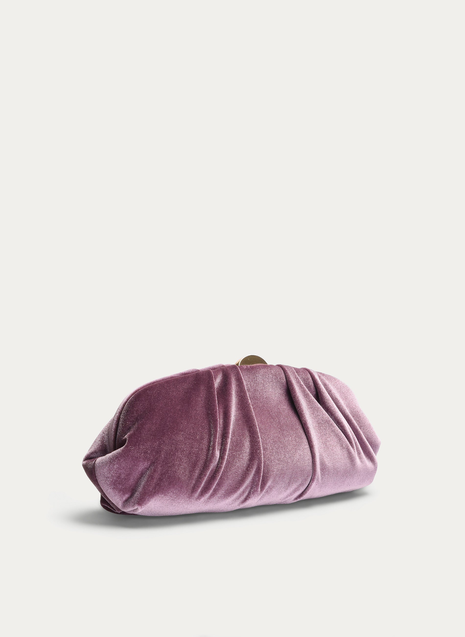 CLUTCH FIESTA MALVA TERCIOPELO FRUNCIDO CADENA