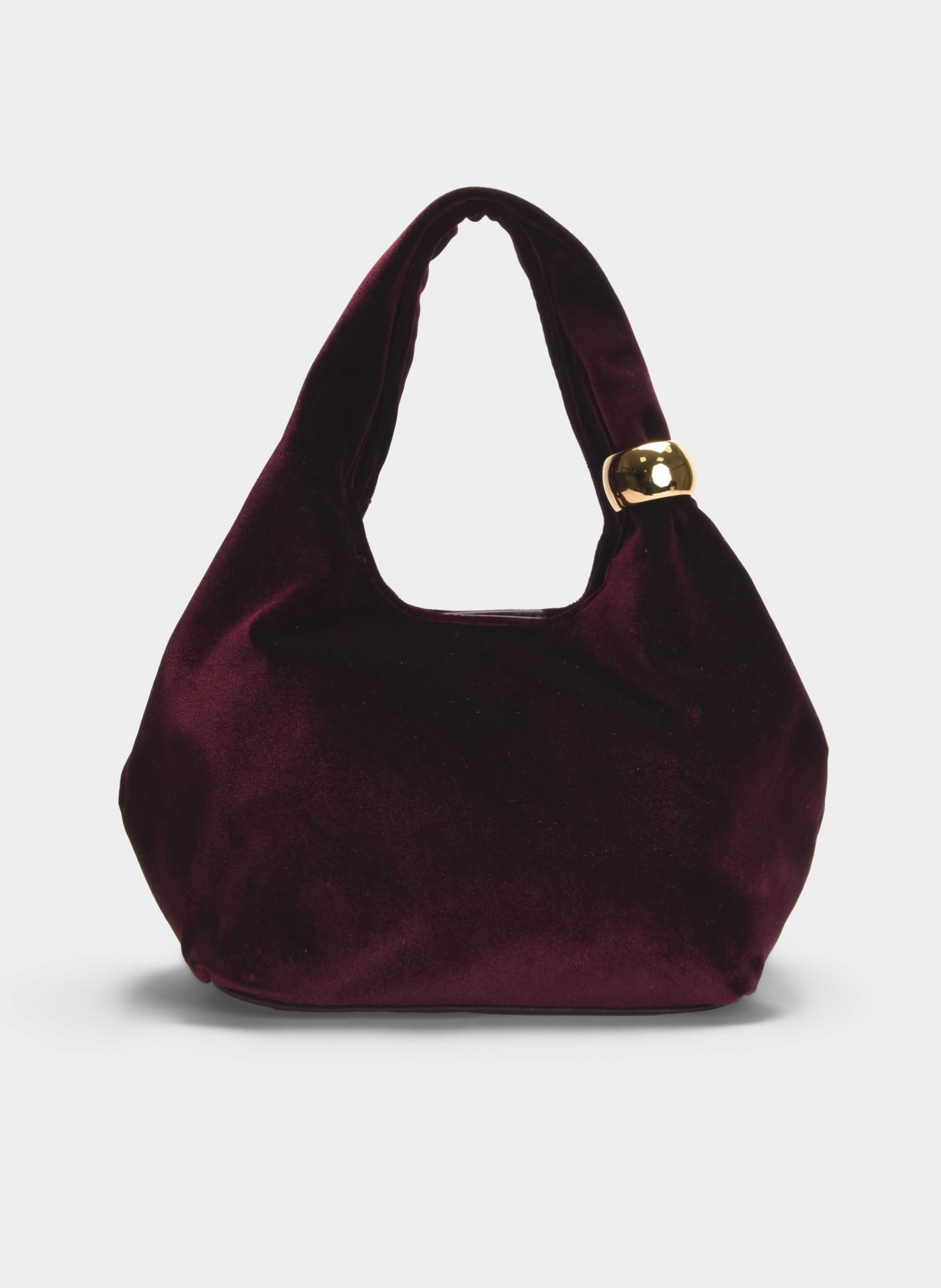 BORDEAUX VELVET SHOULDER CHAIN EVENING BAG
