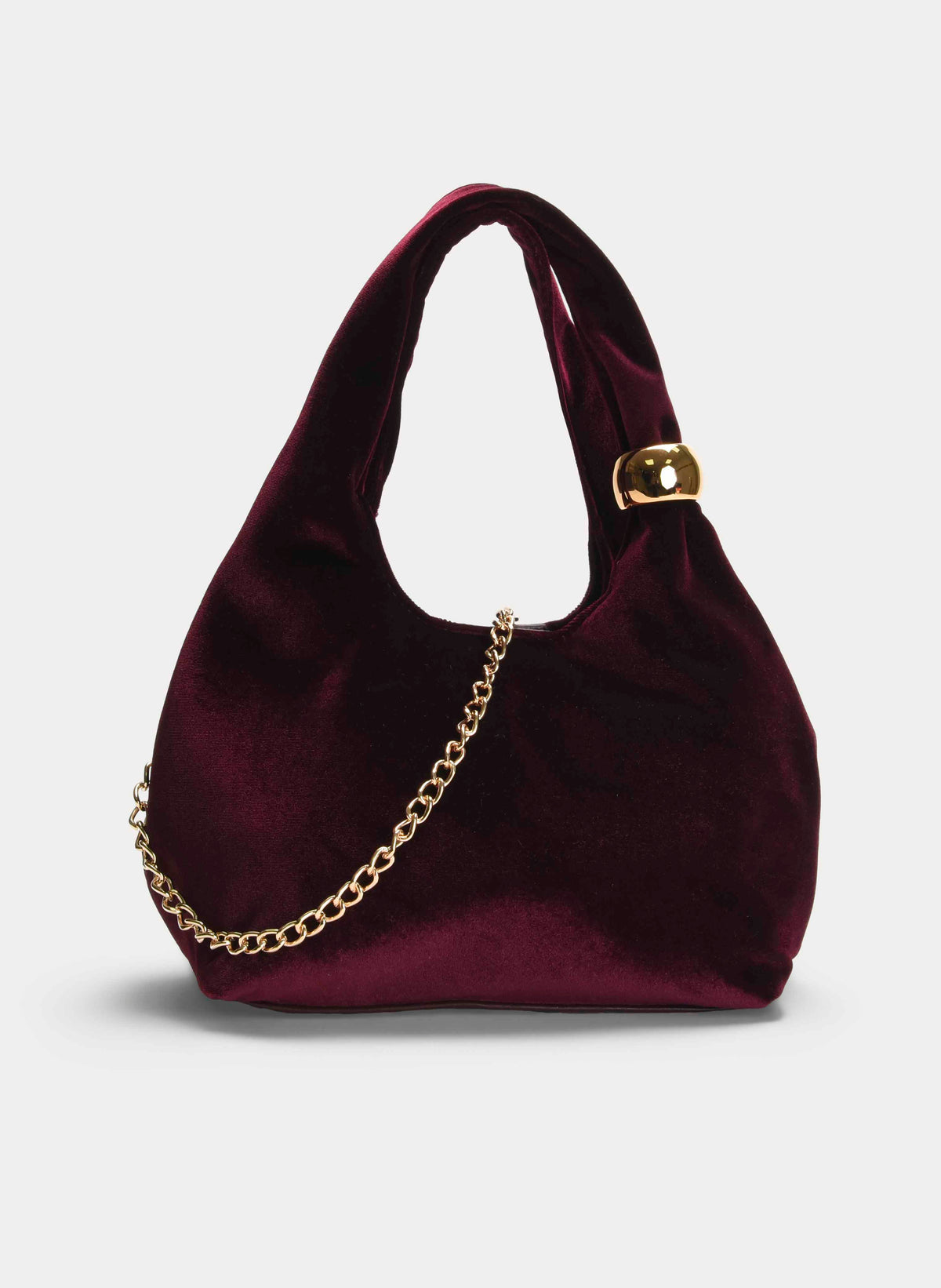 BORDEAUX VELVET SHOULDER CHAIN EVENING BAG