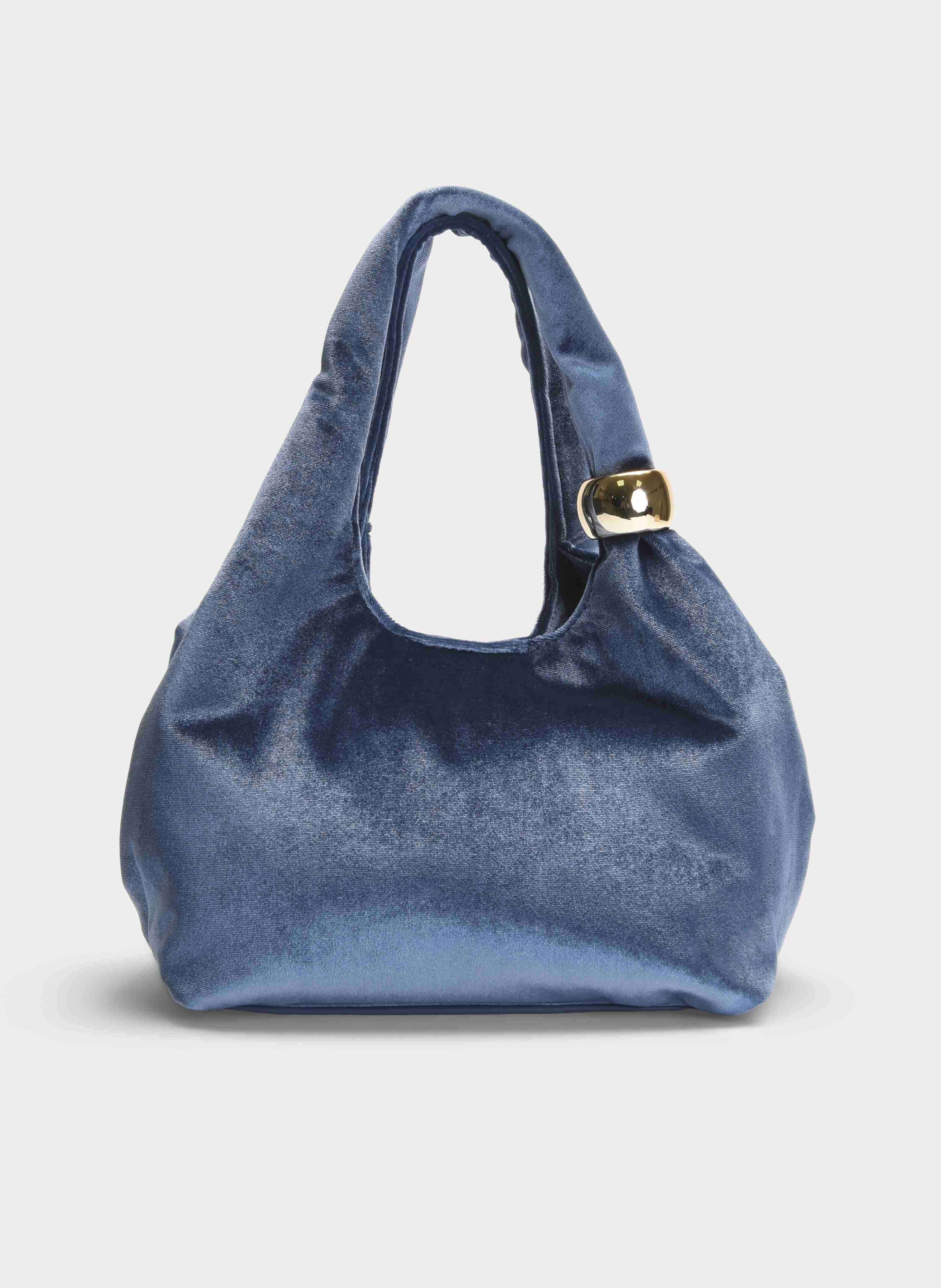 GRAY VELVET SHOULDER CHAIN PARTY BAG