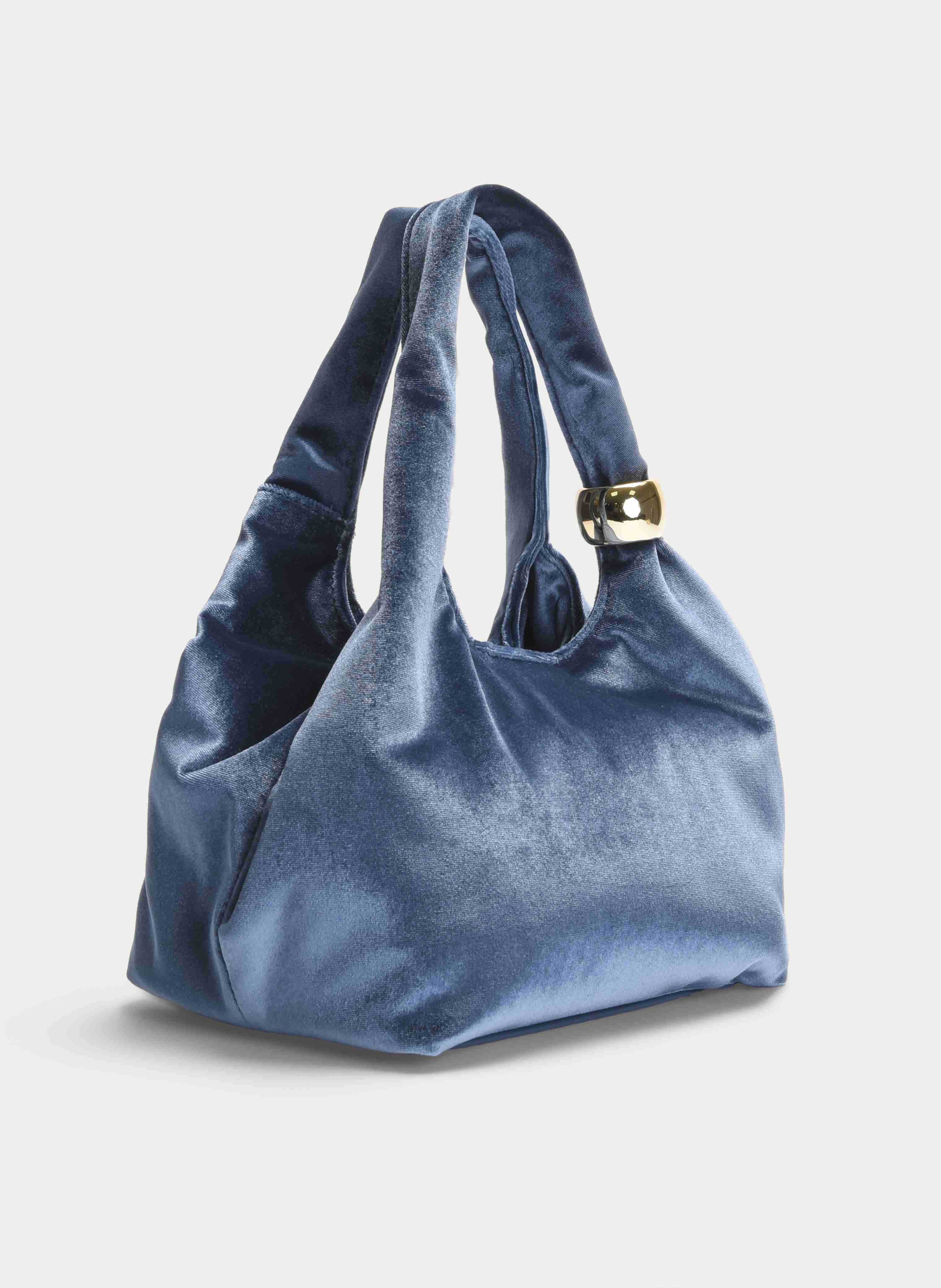 GRAY VELVET SHOULDER CHAIN PARTY BAG