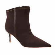 BROWN SUEDE STILETTO HEEL ANKLE BOOT WITH INSIDE ZIP