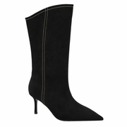 BLACK HIGH BOOT SUEDE STILETTO ZIPPER