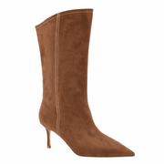 HIGH BOOT TAUPE SUEDE STILETTO HEEL ZIP