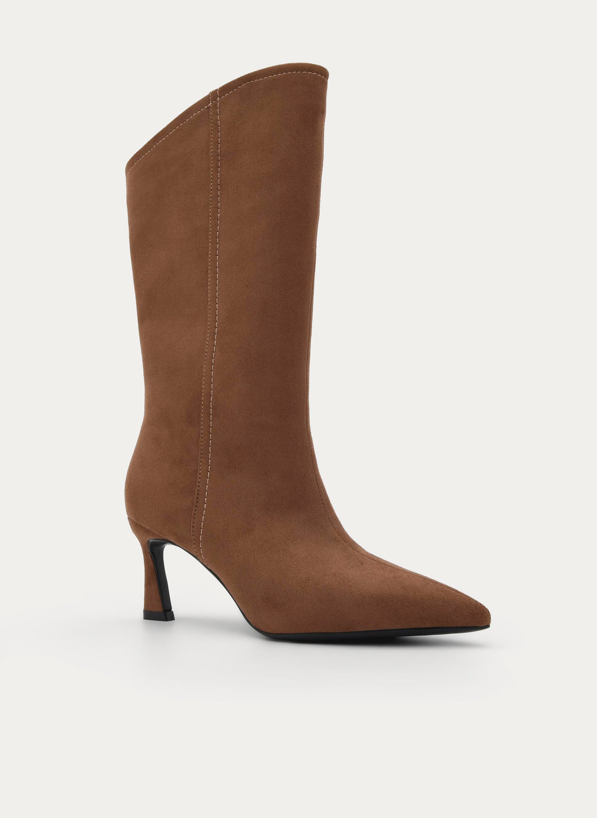 BOTA ALTA TAUPE ANTE TACÓN FINO CREMALLERA