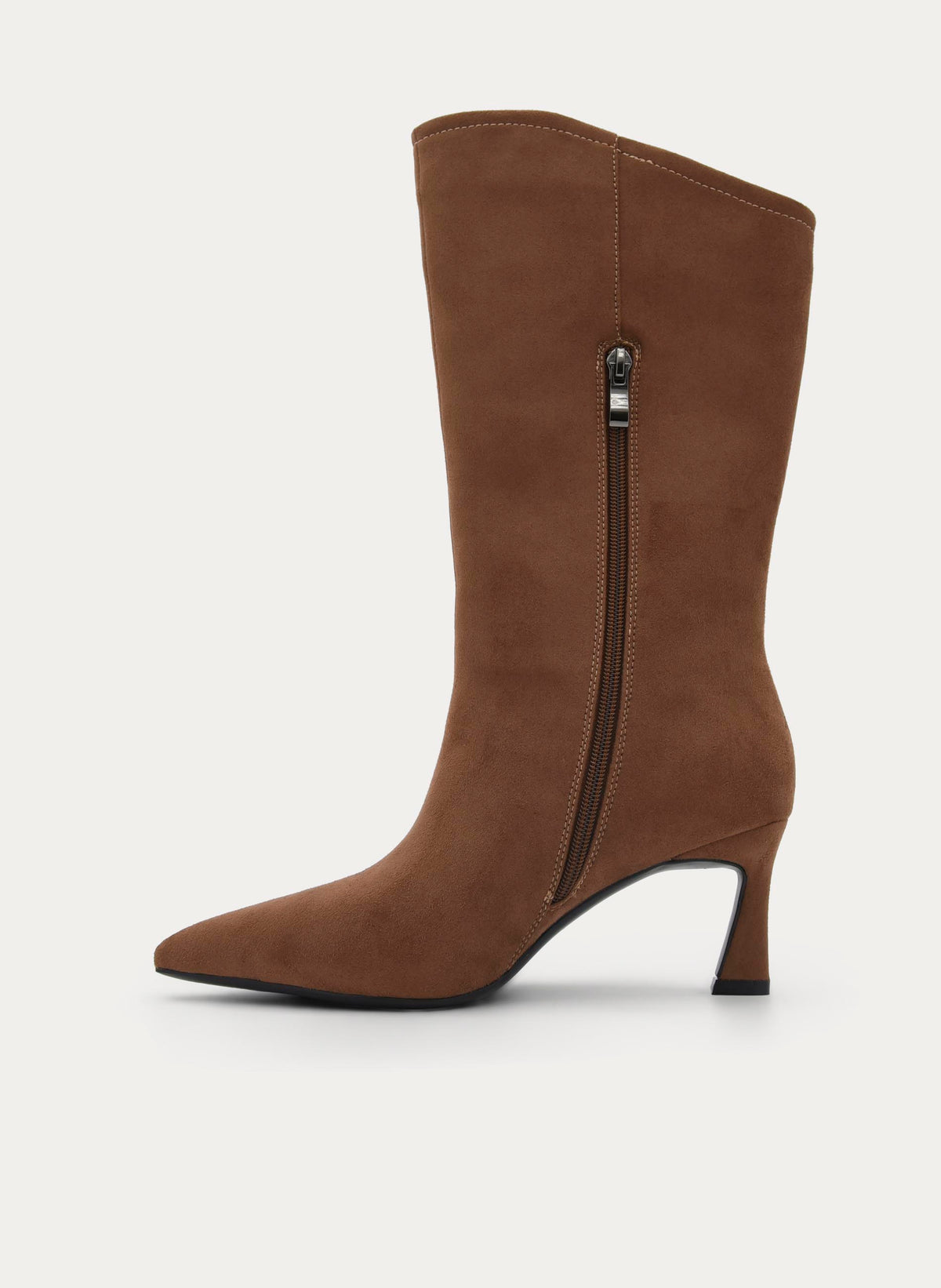 BOTA ALTA TAUPE ANTE TACÓN FINO CREMALLERA
