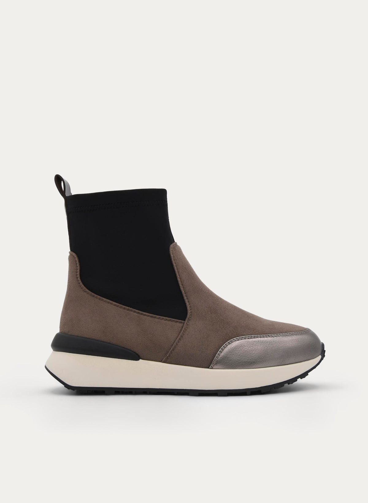 GRAY AND BLACK WEDGE SPORT BOOTIE