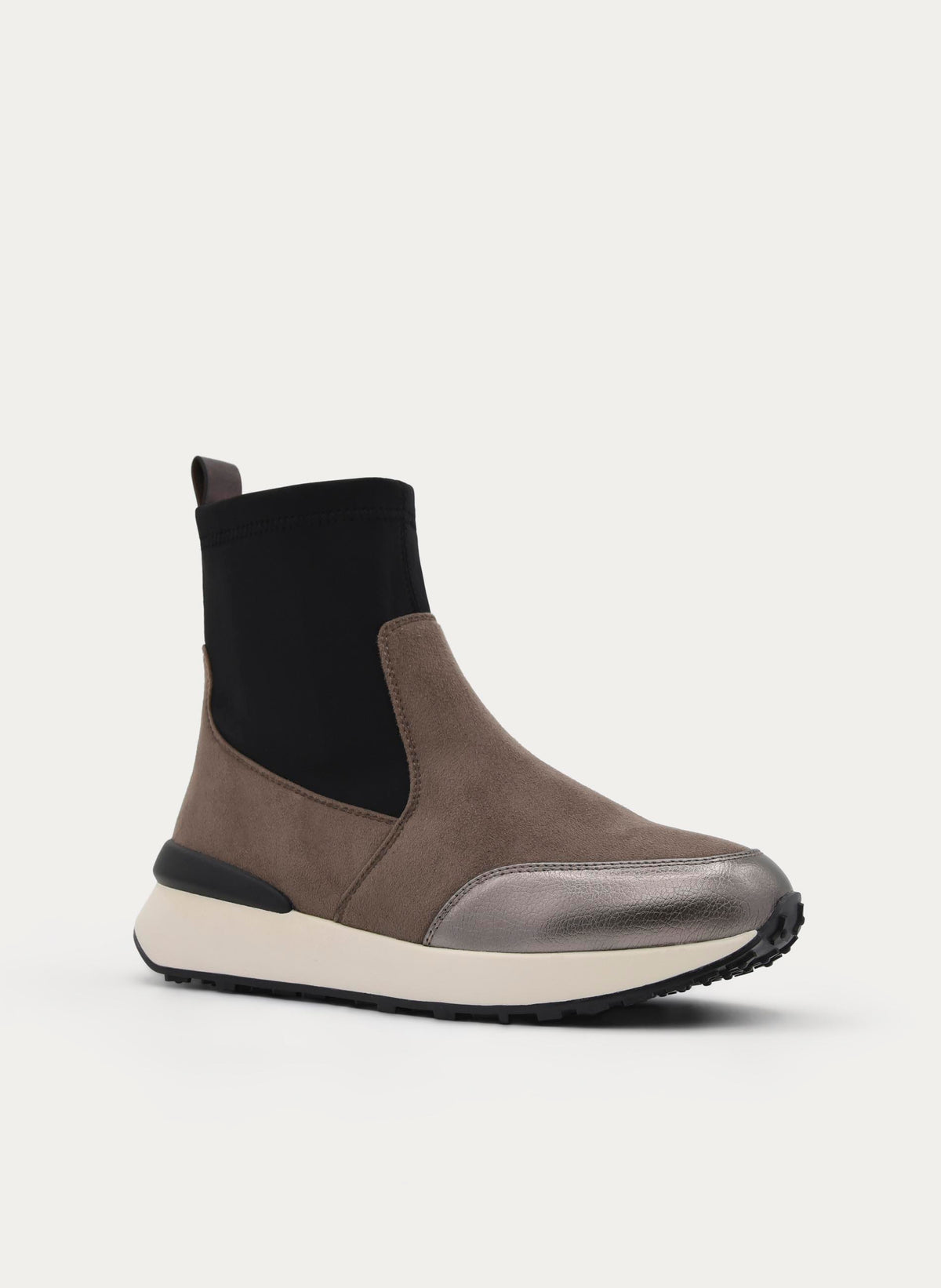 GRAY AND BLACK WEDGE SPORT BOOTIE