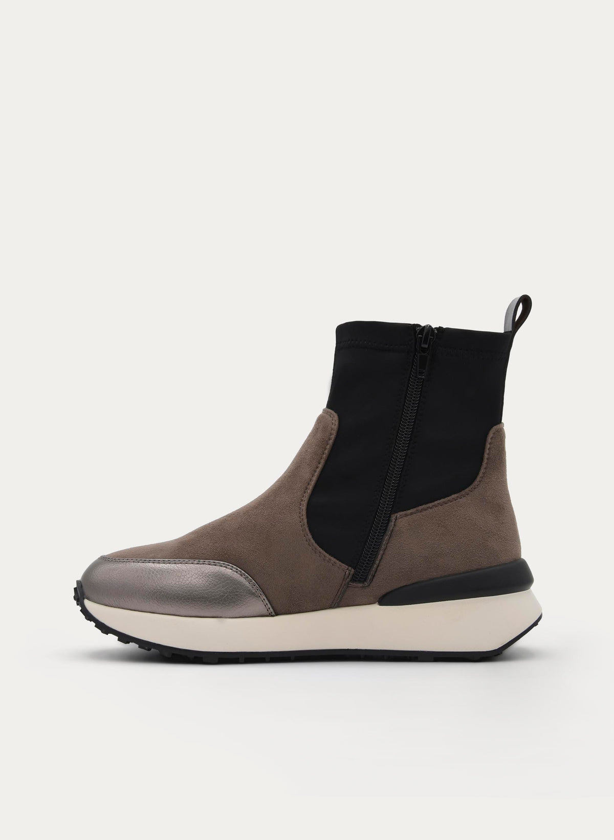 GRAY AND BLACK WEDGE SPORT BOOTIE
