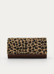 BOLSO CLUTCH FIESTA MARRÓN LEOPARDO CADENA DORADA