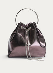 BOLSO SACO PLOMO METALIZADO CON ASA ARO