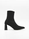 Black sock boot with block heel