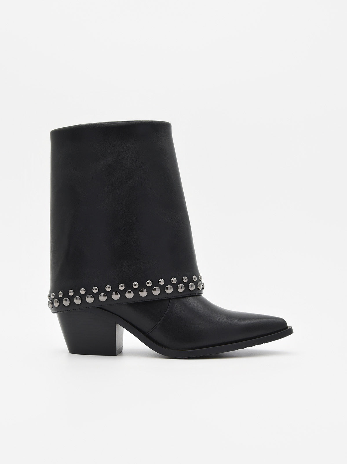 BOTÍN NEGRO CON POLAINA Y TACHAS