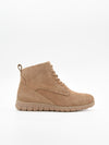 Mocha suede leather ankle boots with laces