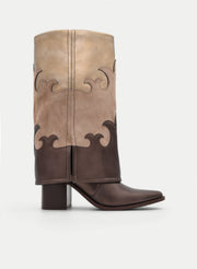 BOTA COWBOY BICOLOR TAUPE