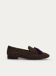 MOCASÍN LEOPARDO MARRÓN BORLAS TACÓN BAJO
