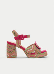 FUCHSIA MULTICOLOR PLATFORM SANDALS