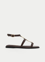 SANDALIAS PLANAS MARRONES DORADAS