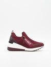 Breathable burgundy wedge trainers