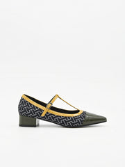 Zapato  de Tacón Bajo Verde con Estampado Geométrico