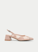 ZAPATO DESTALONADO TAUPE DE MESH CON TACÓN CUADRADO