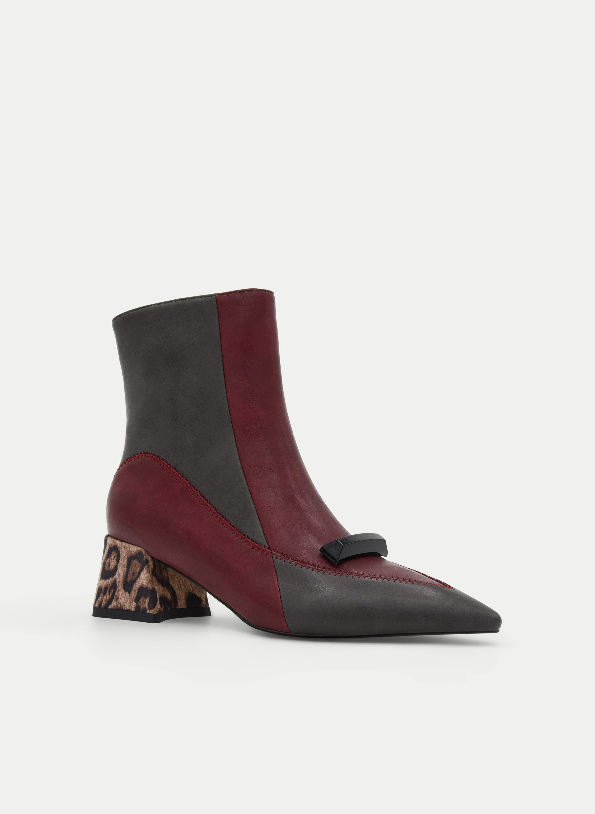 BOTÍN GRIS TACÓN LEOPARDO